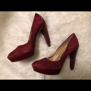 French Connection Burgundy Suede/Leather Pumps